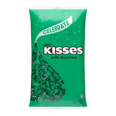 HERSHEY'S KISSES Dark Green Foils Milk Chocolate Candy Bulk Bag, 60 oz