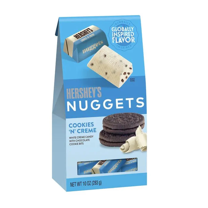 HERSHEY'S NUGGETS  Flavors of The World  Cookies N Crème Flavored Chocolates,  10oz Pouch
