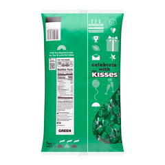 HERSHEY'S KISSES Dark Green Foils Milk Chocolate Candy Bulk Bag, 60 oz
