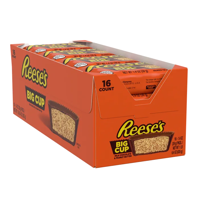 REESE'S BIG CUP Milk Chocolate Peanut Butter Cups, 1.4 oz (16 Count)