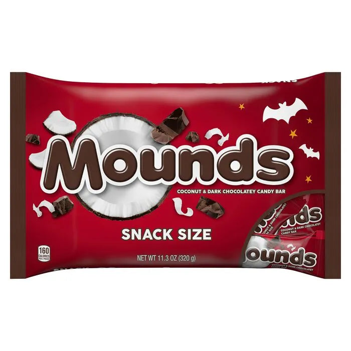 MOUNDS Dark Chocolate and Coconut Snack Size, Candy Bars Bag, 11.3 oz