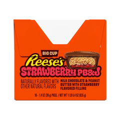 REESE'S Big Cup PB&J Strawberry Milk Chocolate Peanut Butter Cups, 1.4 oz (16 Count)