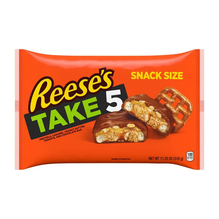 REESE'S TAKE 5 Pretzel, Peanut and Chocolate Snack Size, Candy Bag, 11.25 oz