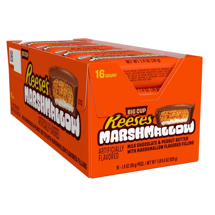 REESE'S Big Cup Marshmallow Milk Chocolate Peanut Butter Cups, 1.4 oz (16 Count)