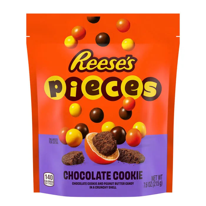 REESE'S PIECES Chocolate Cookie and Peanut Butter in a Crunchy Shell Candy Bag, 7.6 oz