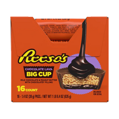 REESE'S BIG CUP Milk Chocolate Peanut Butter Cups with Chocolate Lava, 1.4 oz (16 Count)