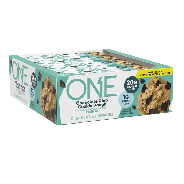 ONE Chocolate Chip Cookie Dough Flavored Protein Bars, 2.12 oz (12 Count)