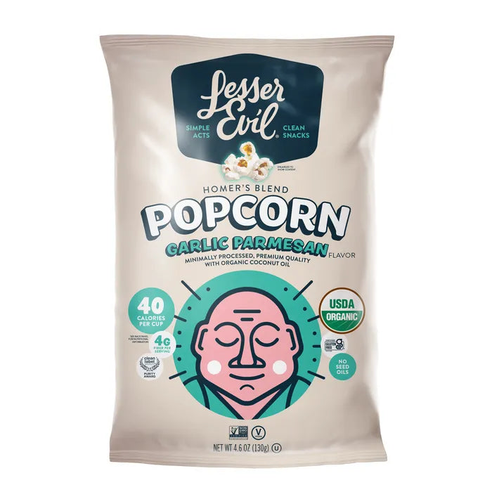 LesserEvil Garlic Parmesean Popcorn 4.6oz