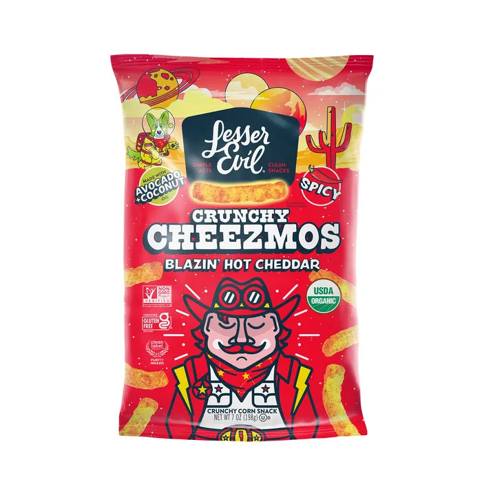 LesserEvil Hot Cheddar Cheezmos 7oz