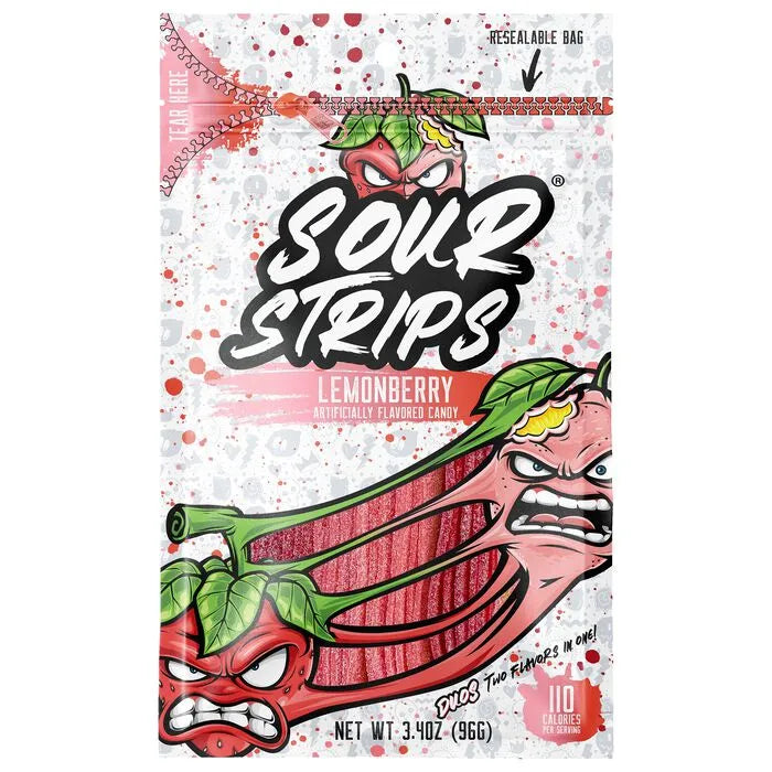 Sour Strips Lemonberry Candy Peg Bag, 3.4oz